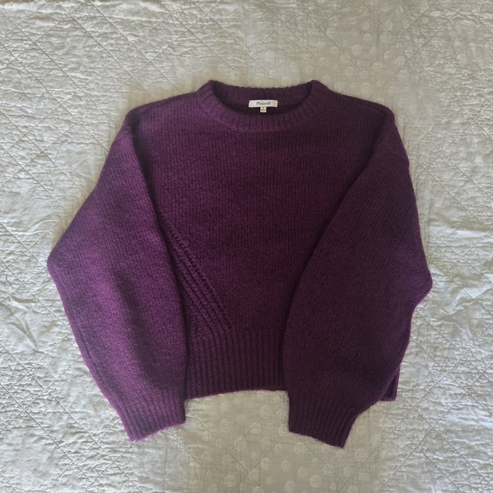 Madewell Purple Crew Neck Sweater with Chunky Knit